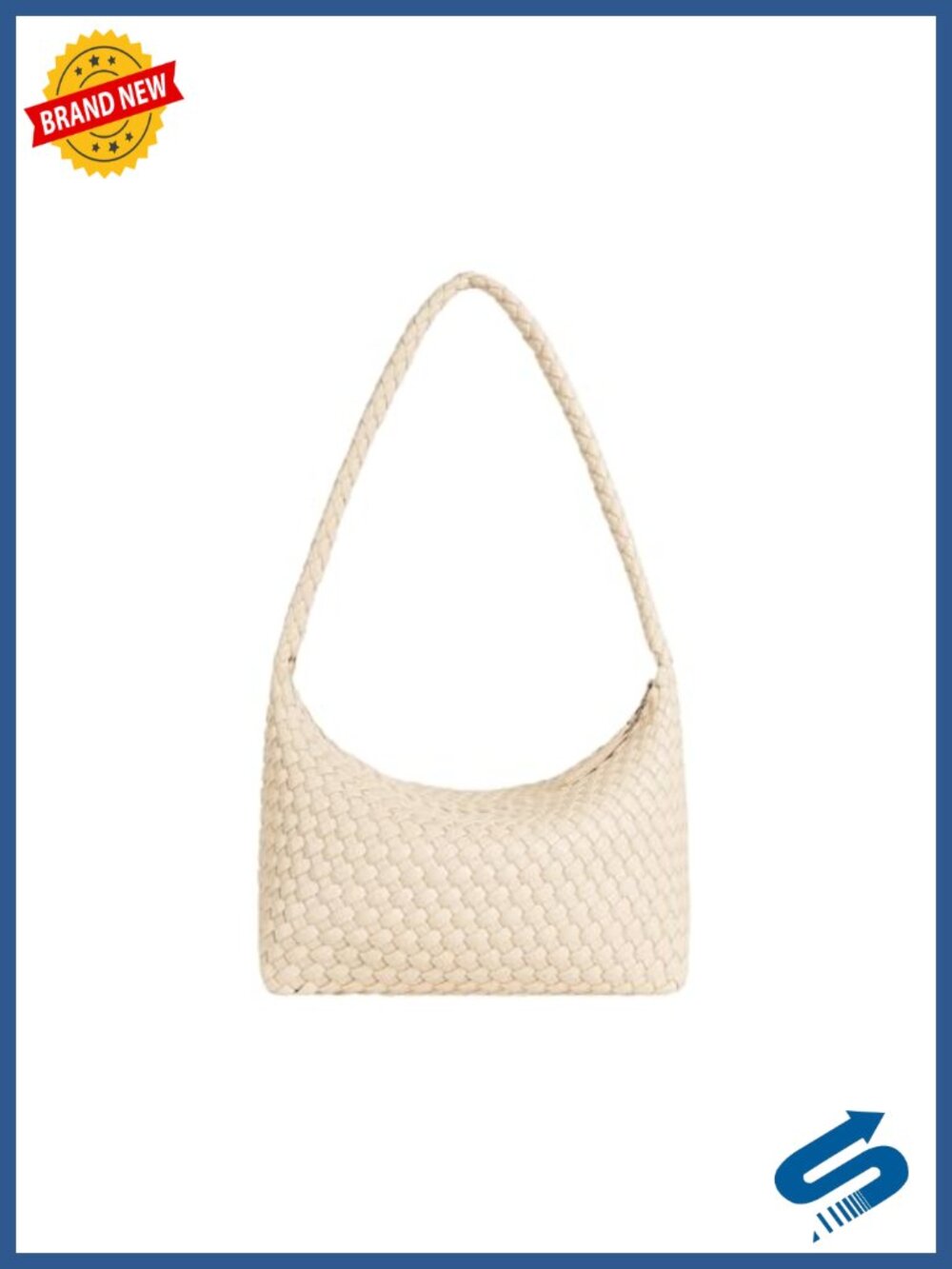 Vegan Leather Woven Tote Handbag with Shoulder Strap, Braided Hobo Purse